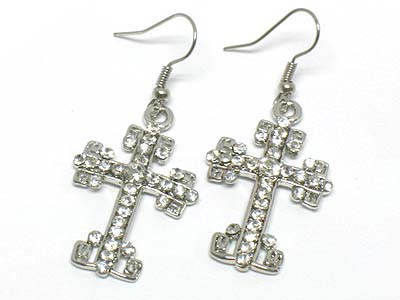 Crystal cross earring