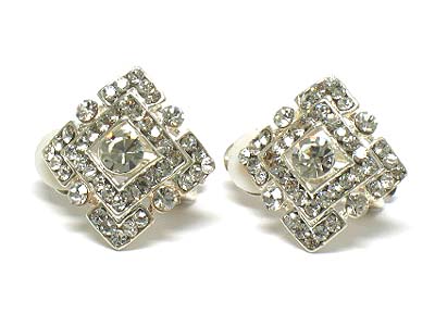 Crystal square shape stud earring