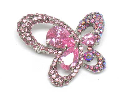 Crystal butterfly brooch