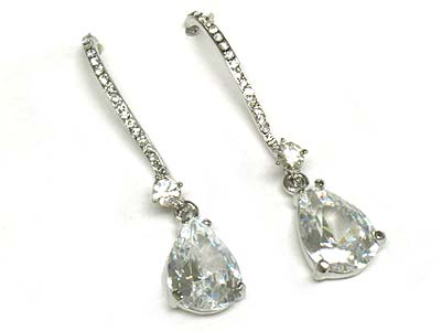 Crystal tear drop arc earring