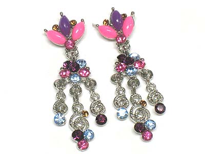 Multi color crystal ball drop earring