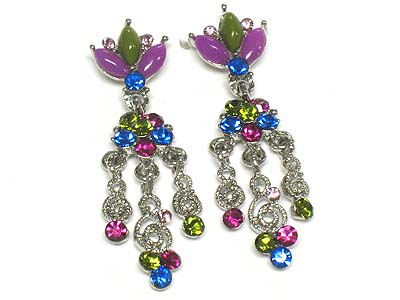 Multi color crystal ball drop earring