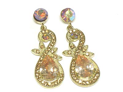 Crystal surrounded cubic zirconia earring