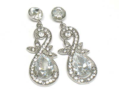 Crystal surrounded cubic zirconia earring