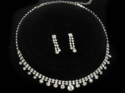 Crystal ball drop rhinestone necklace and earring set