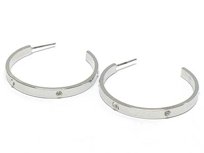 Crystal stud hoop earring - hoops