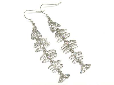 Noblesse crystal deco fish bone drop earring