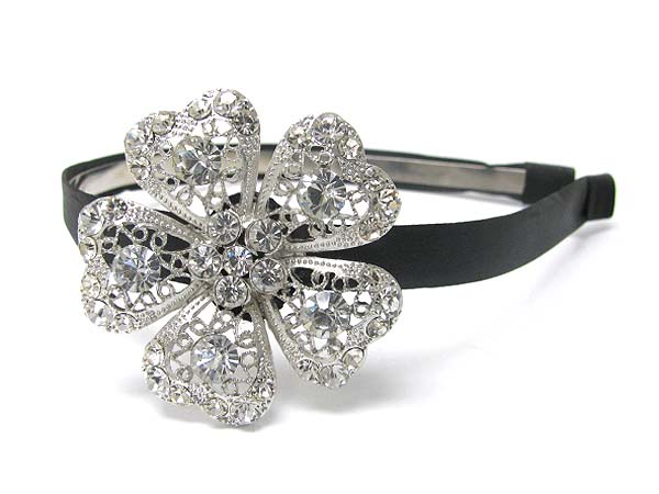 Crystal stud large flower accent headband