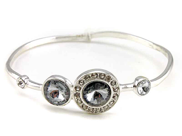 Crystal edge metal bangle