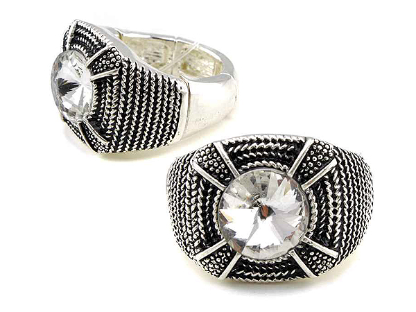 Sole crystal metal stretch ring