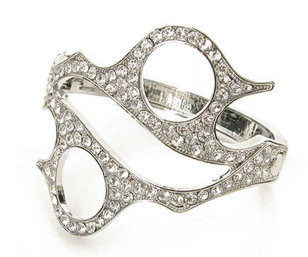 Crystal pave scissors hinge bangle