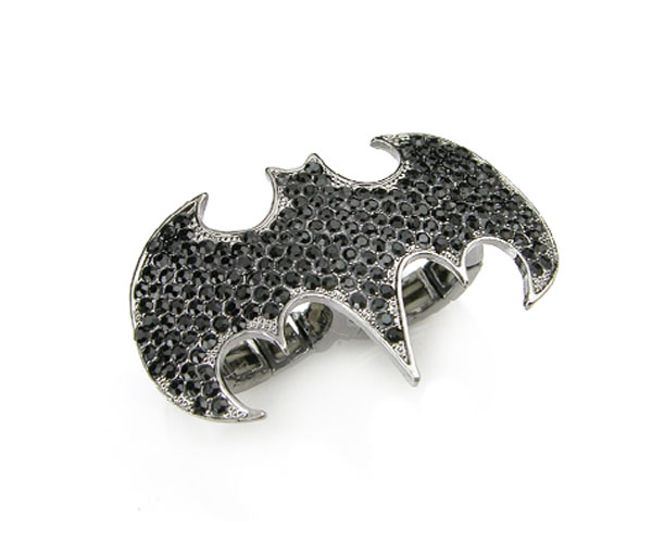 Open wing crystal pave bat stretch sual finger ring