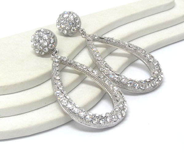 Crystal stud cut out tear drop earring