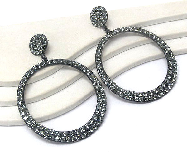 Crystal stud circle drop earring