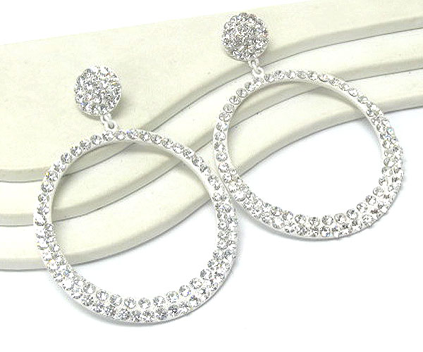 Crystal stud circle drop earring