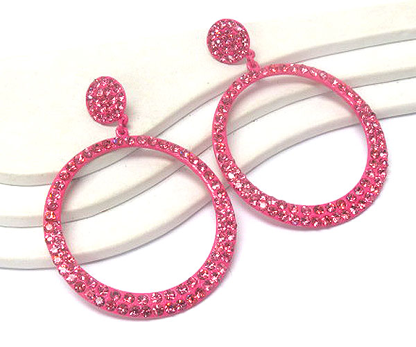 Crystal stud circle drop earring