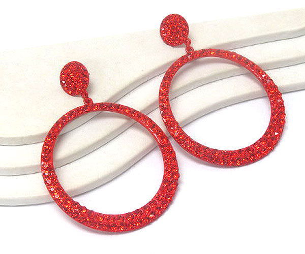 Crystal stud circle drop earring