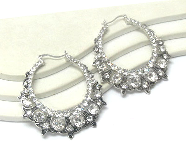 Multi size crystal  fashion style round drop french earring