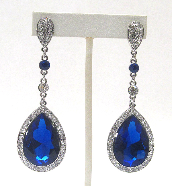 Large crystal tear drop earring