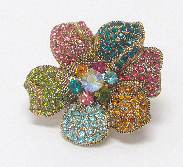 Crystal flower stretch ring