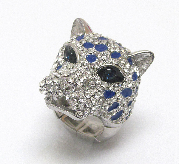 Crystal leopard stretch ring