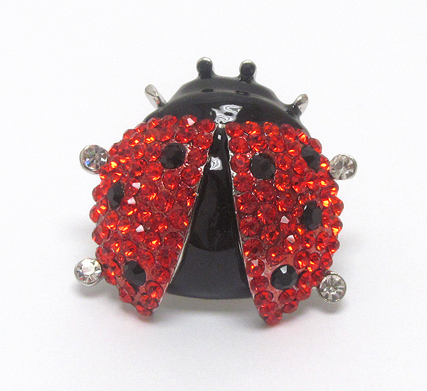 Crystal ladybug stretch ring