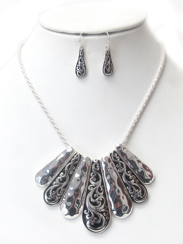 Designer textured tribal necklace set