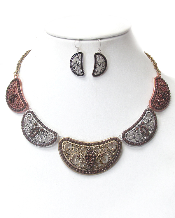 Marcasite bib style necklace set