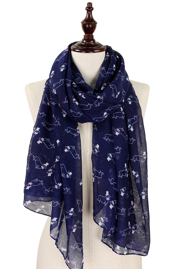 Gentle dachshund print scarf - 100% polyester