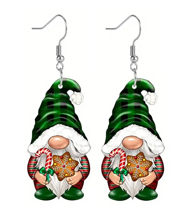 Christmas theme acrylic earring - gnome