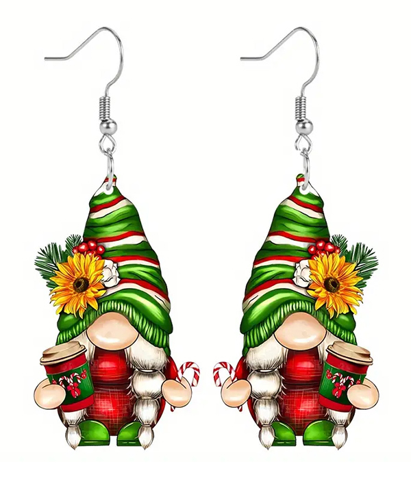 Christmas theme acrylic earring - gnome