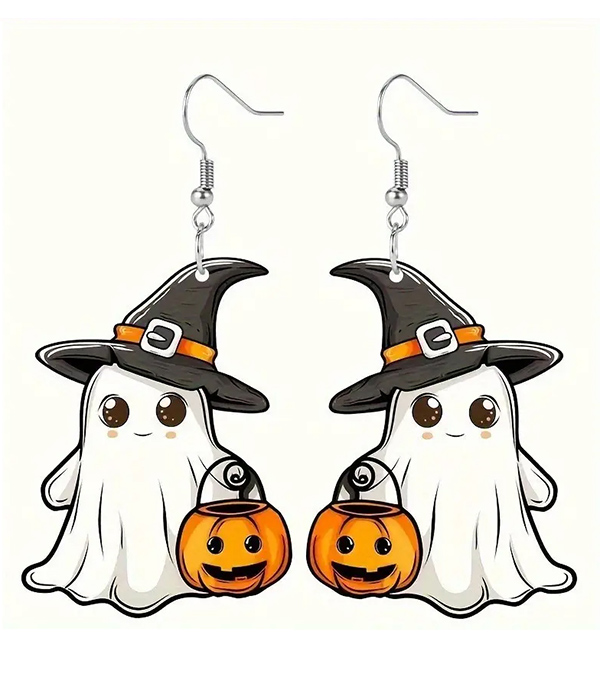 Halloween theme ghost whtch hat earring