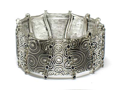 Crystal and curved metal double stretch bracelet