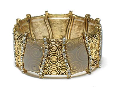 Crystal and curved metal double stretch bracelet