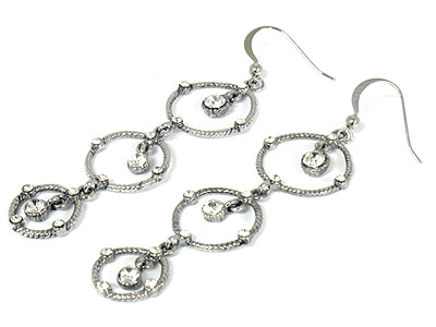 Crystal and hoop drop earring - hoops