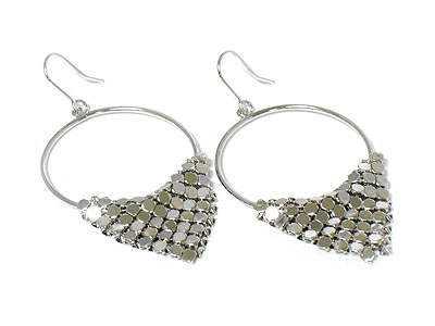 Made in korea whitegold plating hoop and metal deco drop earring - hoops