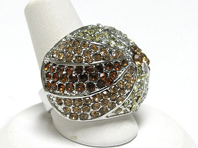 Dual color crystal puff adjustable size ring