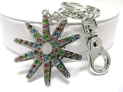 Large crystal sun flower key chain charm