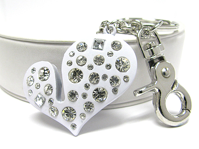 Large crystal bubble acryl puffy heart key chain charm