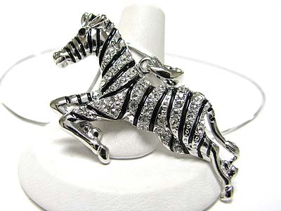 Made in korea whitegold plating crystal zebra pendant necklace