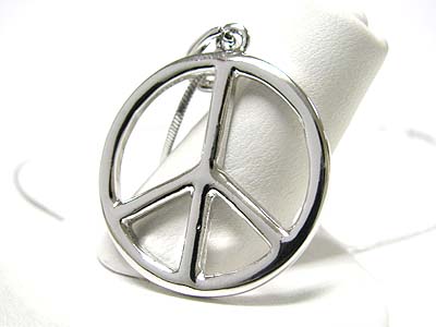 Made in korea whitegold plating peace mark pendant necklace