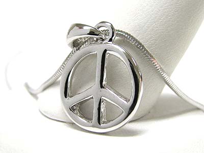 Made in korea whitegold plating peace mark pendant necklace