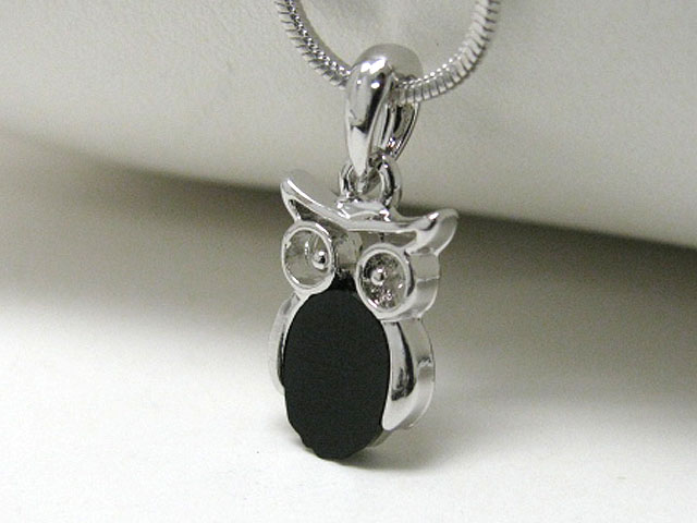 Made in korea whitegold plating mother of pearl owl pendant necklace