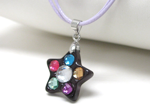 Acrylic stone deco heart pendant necklace - kid jewelry