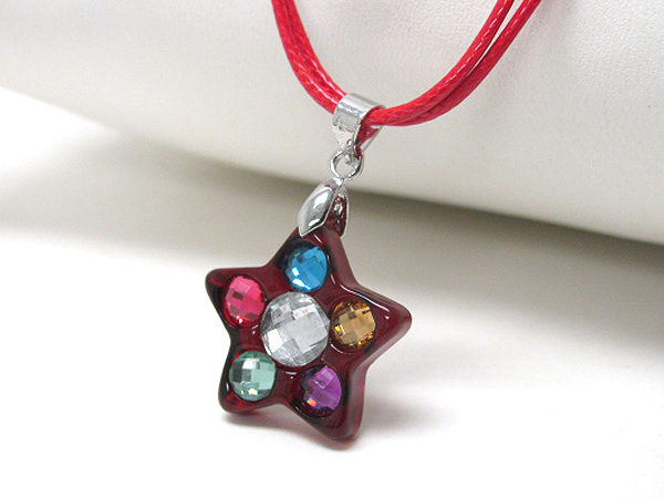 Acrylic stone deco heart pendant necklace - kid jewelry