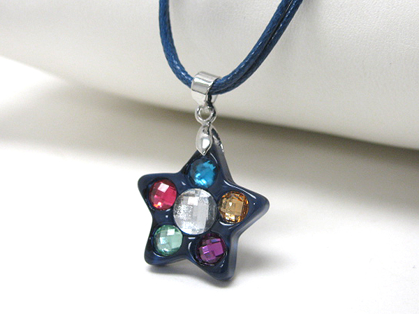 Acrylic stone deco heart pendant necklace - kid jewelry