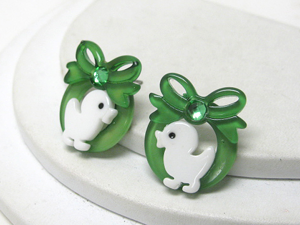 Acrylic chick and ribbon earring - kid jewelry