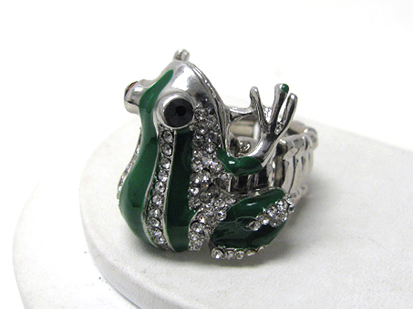 Crystal and epoxy deco frog stretch ring