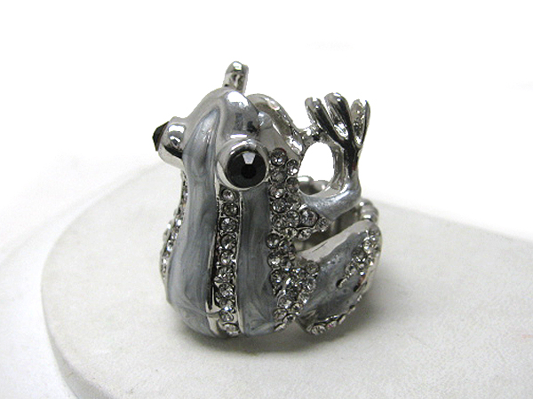 Crystal and epoxy deco frog stretch ring