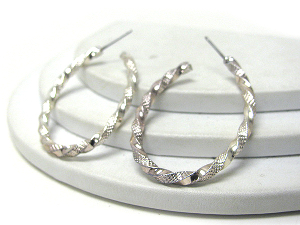 Twisted square stick hoop earrings - hoops